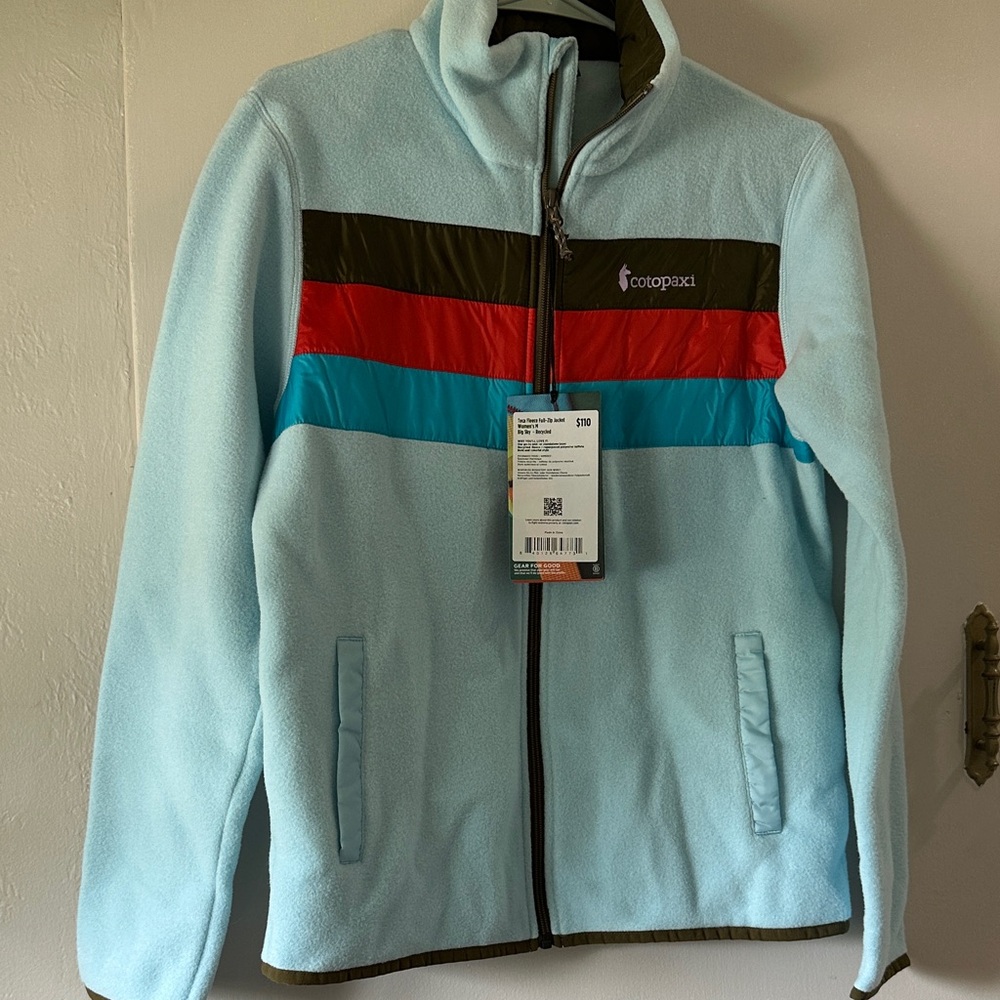 Cotopaxi Multicolor Fleece Jacket with Red and Blue Accents